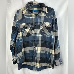 BTC Heavyweight Flannel Long Sleeve Shirt. Mens Size XL. Blue. Plaid.